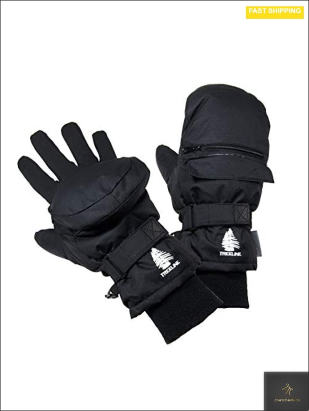 Extra Warm Flip-Top Mitten Glove Touch Screen Sure-Grip Palm Zippered Pocket